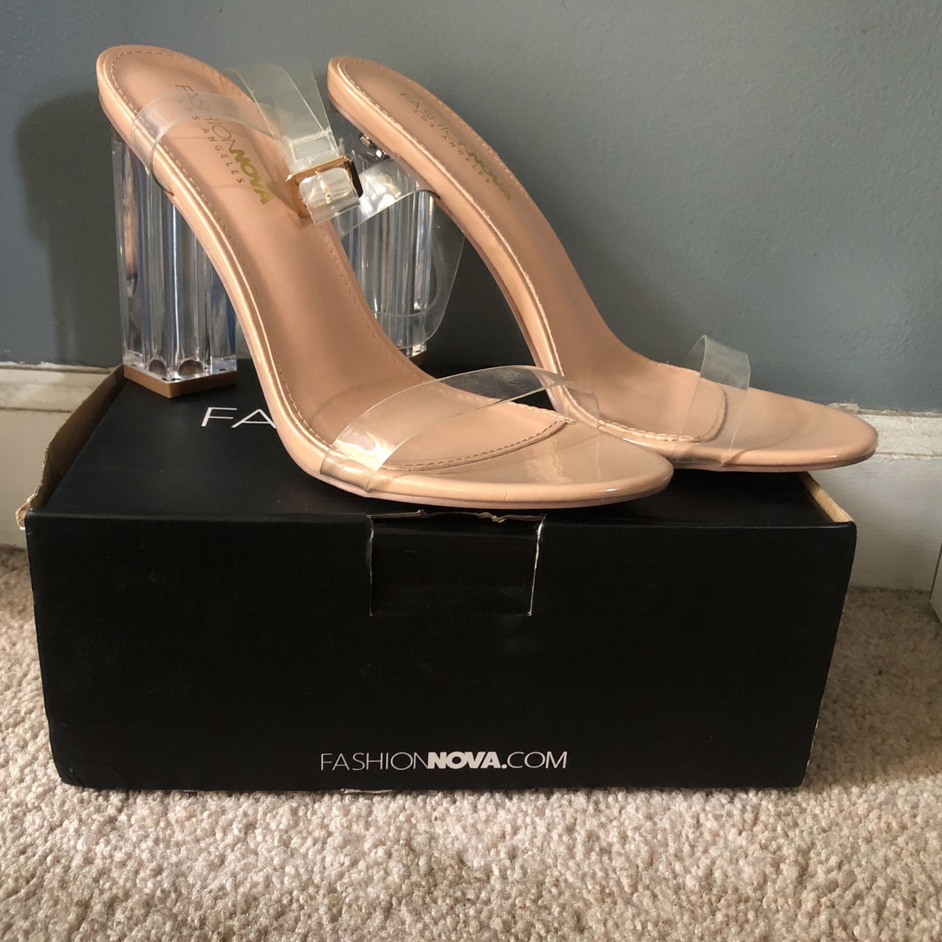 Size 9 FN Clear Strap Heels