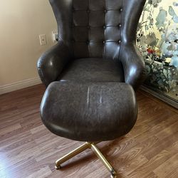 Brown chair and ottoman