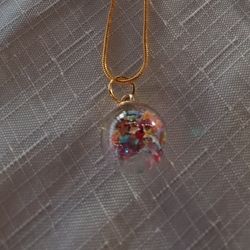 Newly Crafted Necklace And Earrings - Multi Colored Stars In Glass Balls