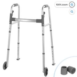 Compact Folding Walker with Trigger Release , Front Wheels Support Up to 350lbs, W-74