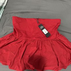 Red Strapless Bubble Top 