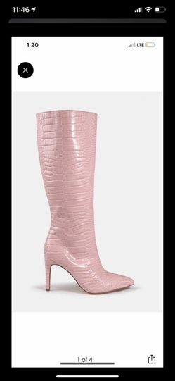 MISSGUIDED Pink Crocodile Boots