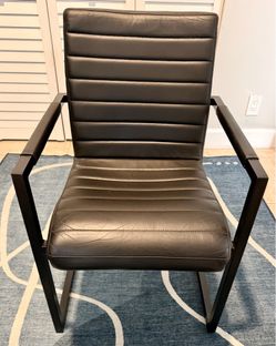 Pottery Barn Modern Black Leather Cantilever Armchair
