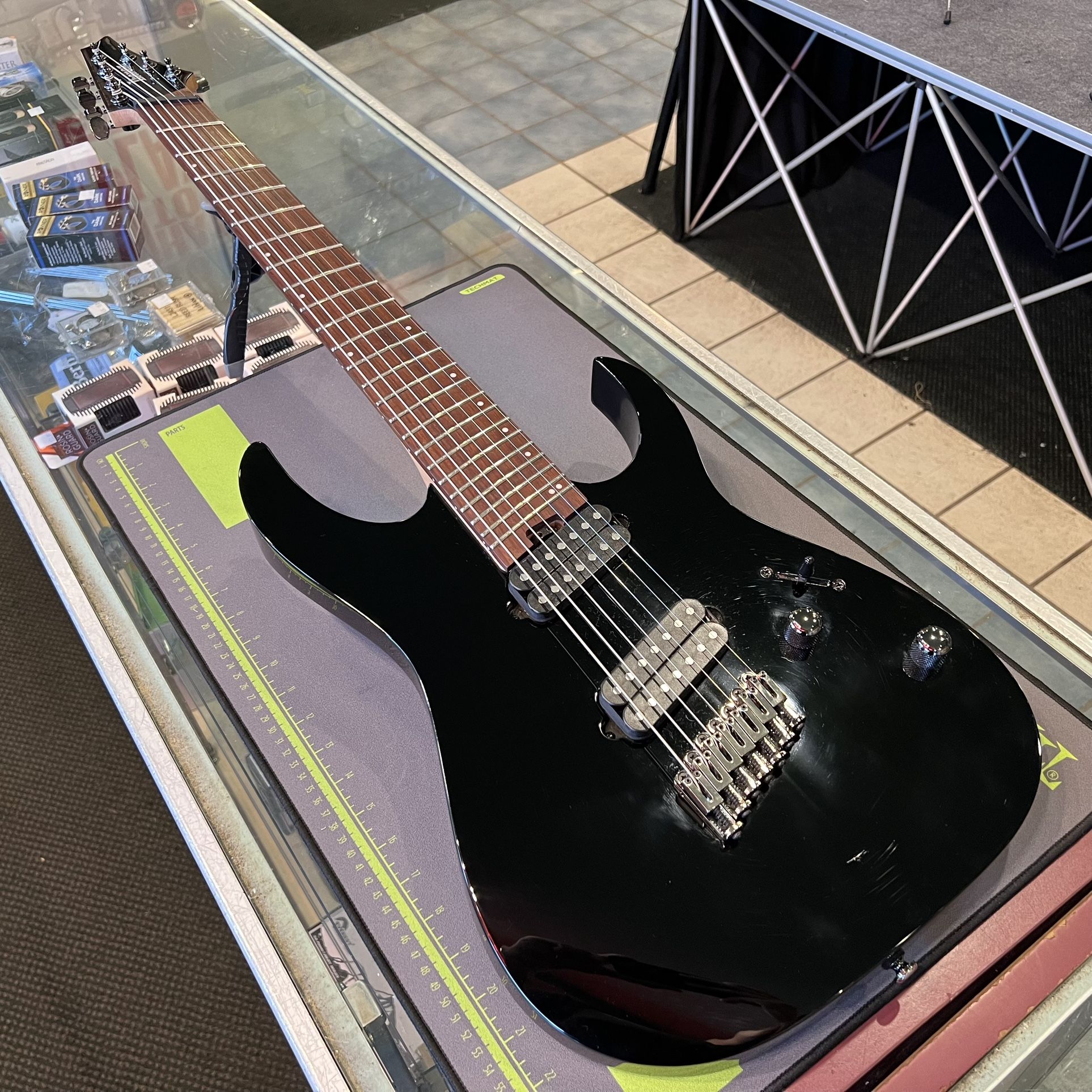 Ibanez RGMS7 Black High Gloss Fanned Fret 7-String Electric Guitar