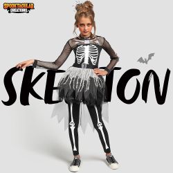Girls Skeleton Costume Size L 10-12