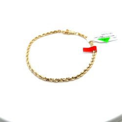 14kt Gold Solid Rope Bracelet 7” 2.5mm 4.60grams 157517 1