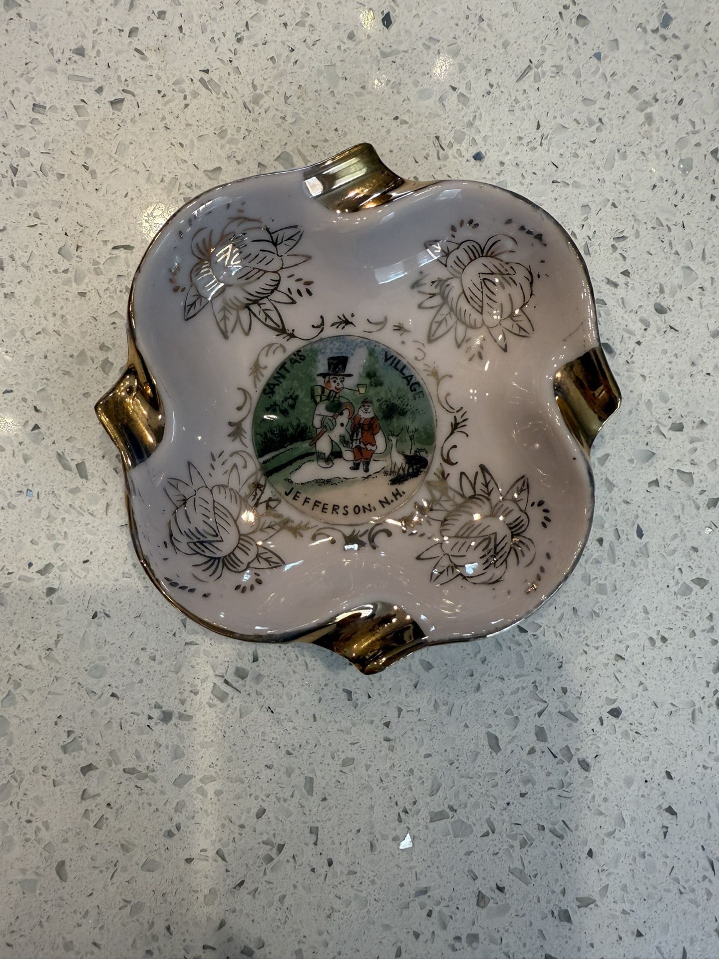 Vintage Porcelain Christmas Ashtray