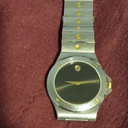 Movado Museum Stainless Steel 34mm Swiss Quartz Watch Black Dial. New Japanese Battery Good Working.