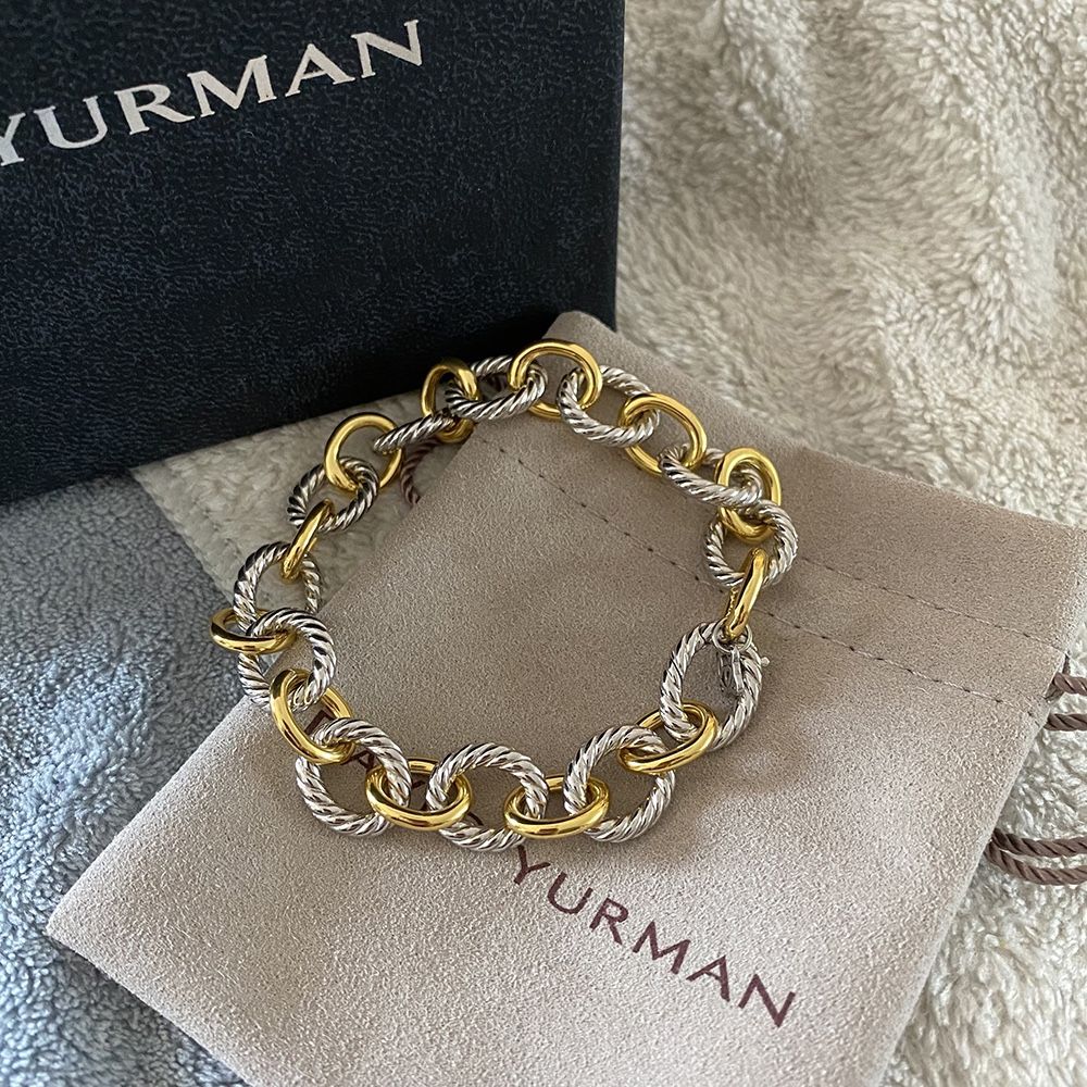 Oval Gold and Silver Chain Bracelet