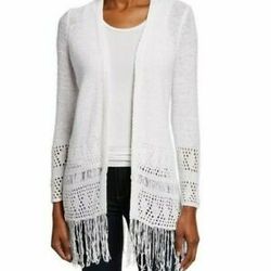 Michael Michael Kors women's sweater open front cardigan White open knit Size PL