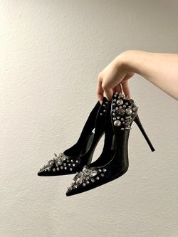 Steve Madden Spiked Crystal High Heels In Black