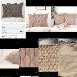Pack of 2 Soft Plush Short Wool Velvet Decorative Throw Pillow Covers Luxury Style 24x24- 2 pack New