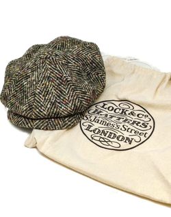 London Made 100% Wool Tweed Flat Cap Hat (Small, Size 55)