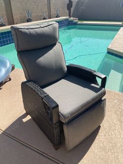 Grey Outdoor Recliner with Cover