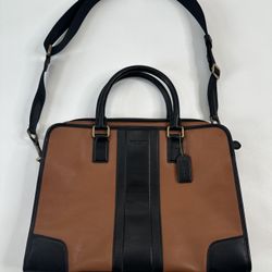 COACH Business Bag Model Number F71639  Very Good 2 Toned Black & Camel Brown