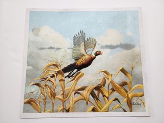 Vintage Embossed 3D Flying Pheasant Art Print