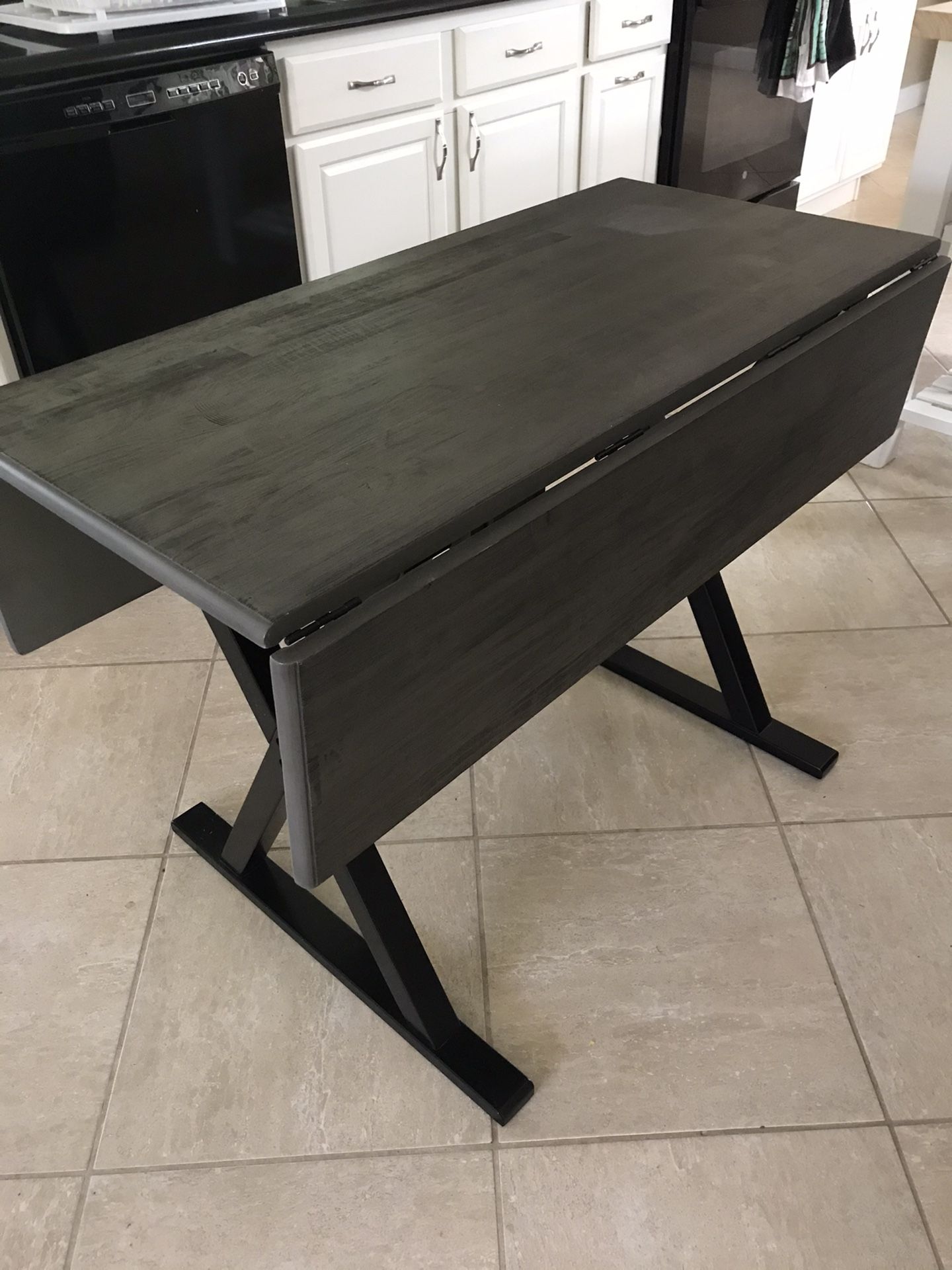 Grey Leaf Table and 2 Bench Seats