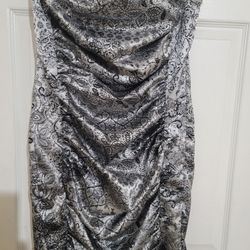 Elegant SILVER AND BLACK MINI DRESS