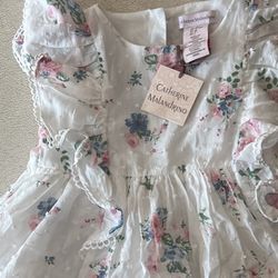 NEW Catherine Malandrino White Floral Ruffle Dress Infant Size 18 Months - NEW W/tags