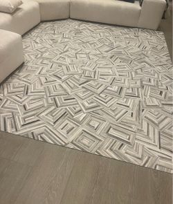 Large Gray Geometric Patchwork Area Rug