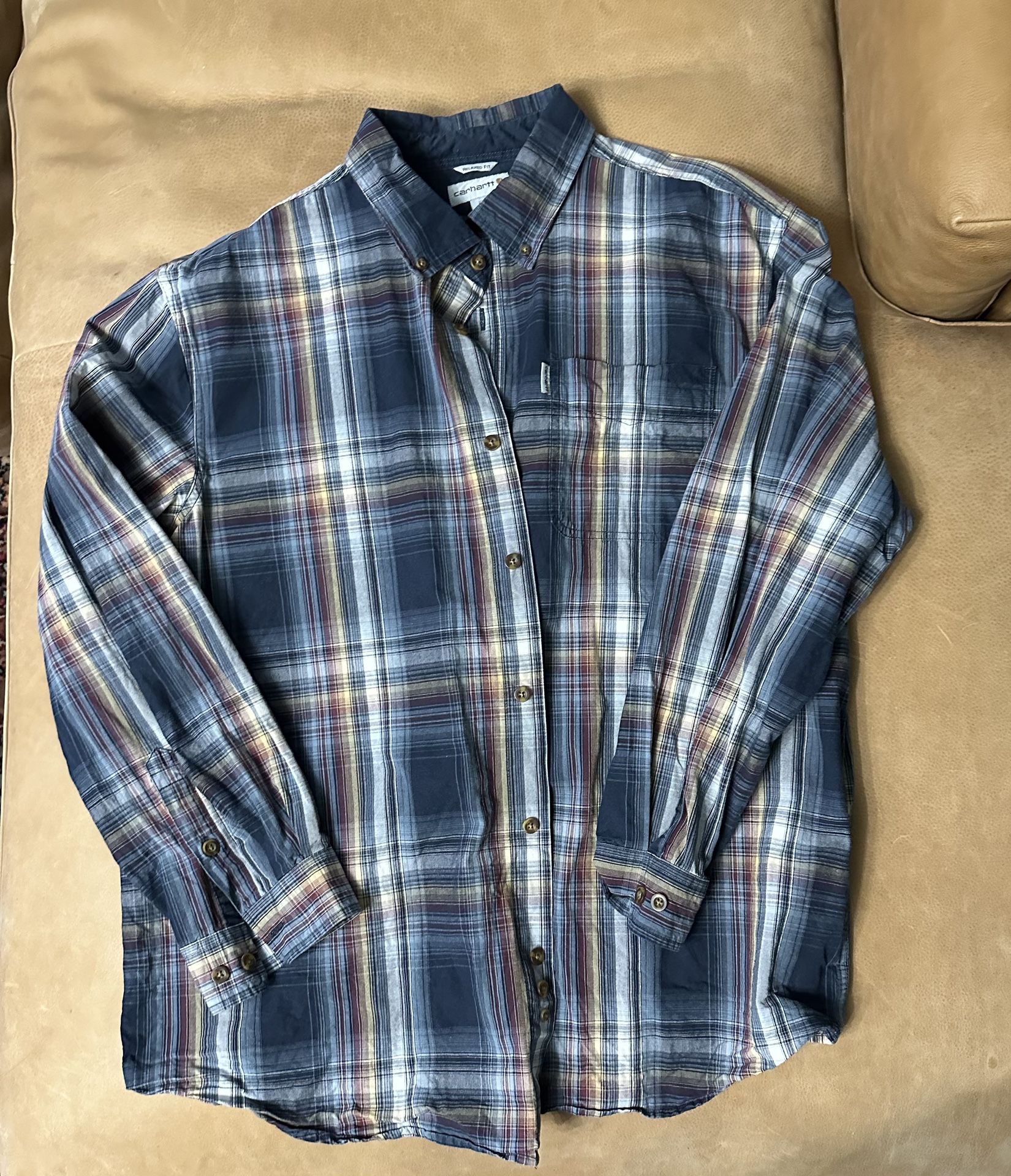 Men’s Plaid Carhartt Button Down Size 2XL Relaxed Fit