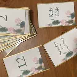 Wedding Table Numbers & Frames