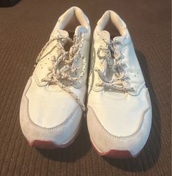 ABEO Aaliyah Womens Retro Jogger Sneakers Off White Suede Trim Size 10 Preowned