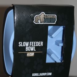 Gorilla Grip 4 Cup Slow Feeder Dog Bowl Pets Cats Treats Toys