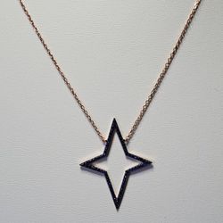 Rose Gold Plated Sapphire Star Necklace 