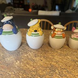 Rare! Set Of 4! Winnie the Pooh Peek A Boo kitchen Canister/Cookie Jars Set