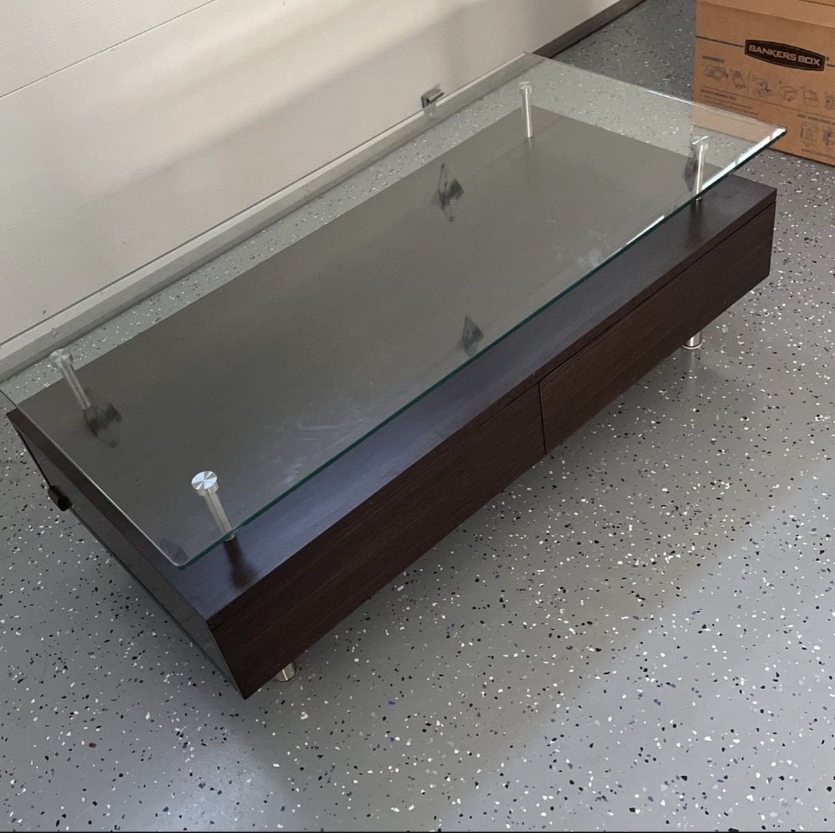 Coffee Table With Tempered Glass And Drawer 