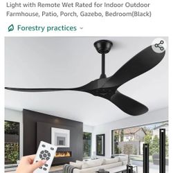 72" Outdoor Ceiling Fan for Patios, Matte Black Ceiling Fans Without Lights, 3 Blade Wood