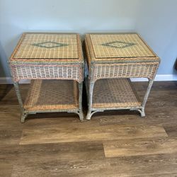 2 Rattan  End Tables 
