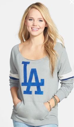 Wright & Ditson LA Dodgers Off The Shoulder Sweatshirt Womens Size M Grey MLB