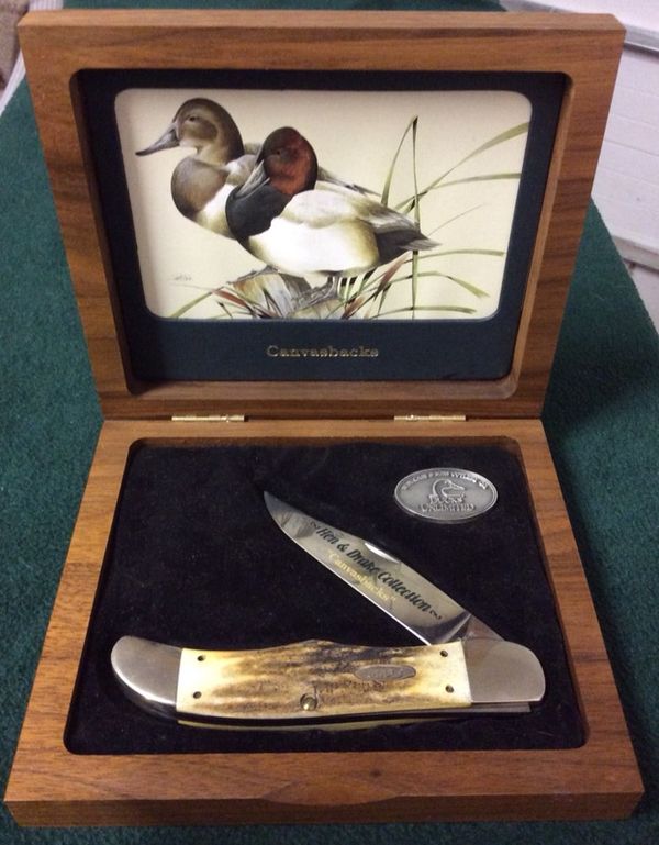Ducks Unlimited Collector Knife Set Hen and Drake Engraved Case Knife