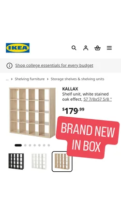 NEW KALLAX
Shelf unit, white stained oak tan effect, 57 7/8x57 5/8 "