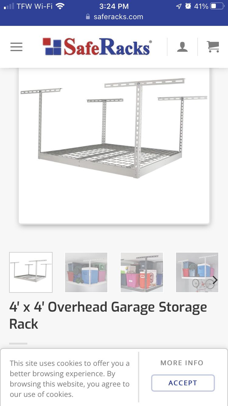 SafeRacks 2x8 Overhead Garage Storage Rack