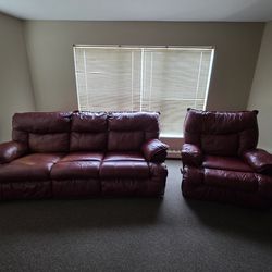 Leather sofa with armchair