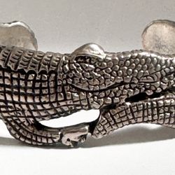 CROCODILE or ALLIGATOR STERLING SILVER BRACELET CUFF