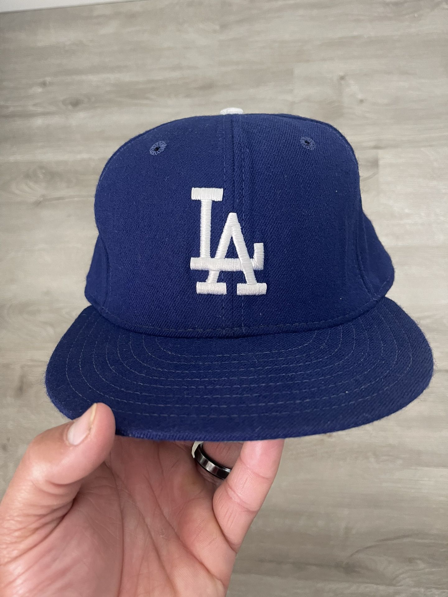 Vintage 90s Los Angeles Dodgers New Era Pro Model Fitted Hat Size 7 1/2 Green Underbrim 