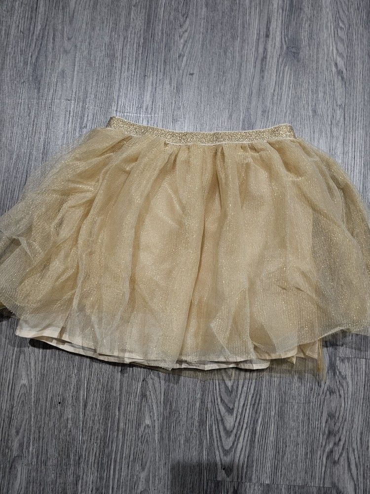 Kids Girls Sparkly Gold Glittered Petticoat Tutu Skirt Costume