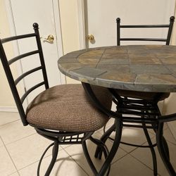 Ethan Allen Heavy Stone Top Table & Chairs