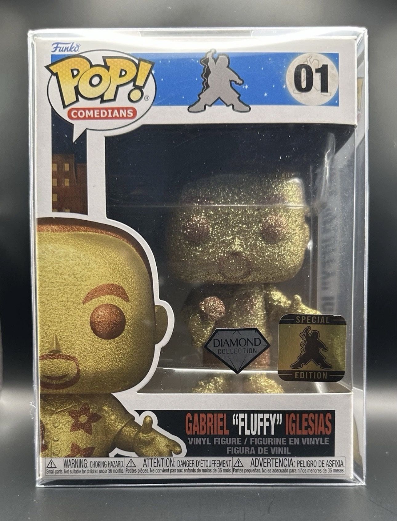 Funko Pop Gabriel Fluffy Iglesias #01 Special Edition Diamond Collection w/ Protective Case