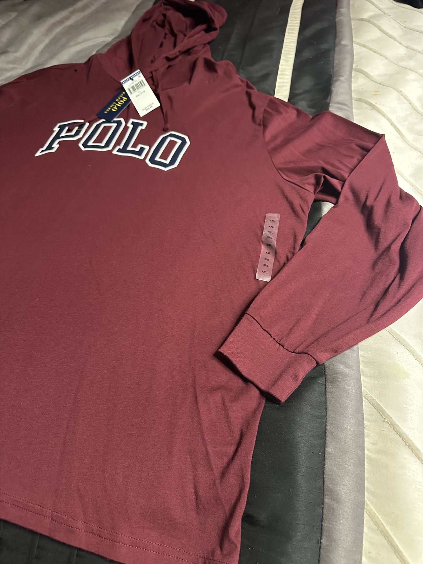 Polo Ralph Lauren Men's Maroon Long Sleeve Hoodie Shirt (XXL)