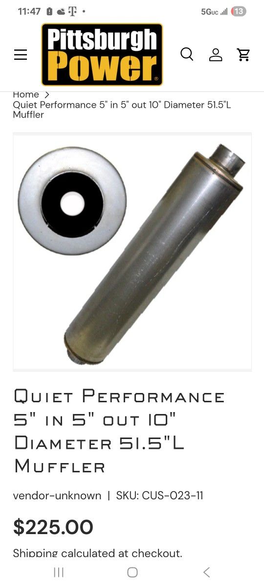 Pittsburg Power Semi Truck Muffler