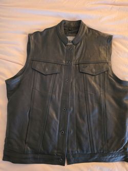 Black Leather Motorcycle Vest