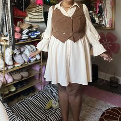 Brown Faux Vest Dress