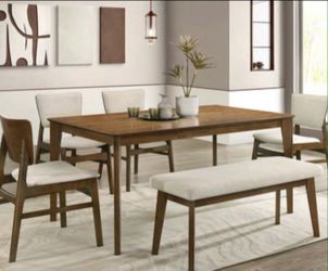 On sale‼️6-pc dining table set walnut finish new in box