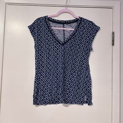 Banana Republic Blue and White Patterned Blouse S