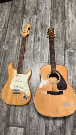 Squier Stratocaster Electric & Yamaha Acoustic Guitar Bundle